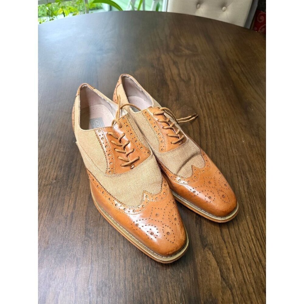 Avanti Milano Giovanni Tan Burlap Patterned Dress Men Shoe size 10 - Picture 2 of 16